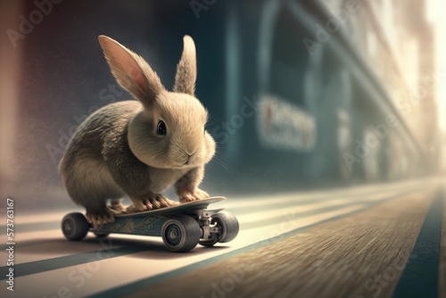 Bunny Skateboarding Fun and Adventure Generative AI 