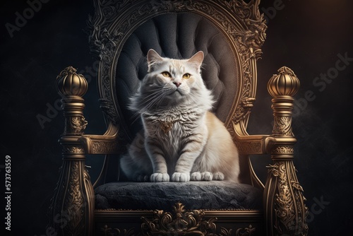 The Grandeur of a Cat on a Throne Generative AI 