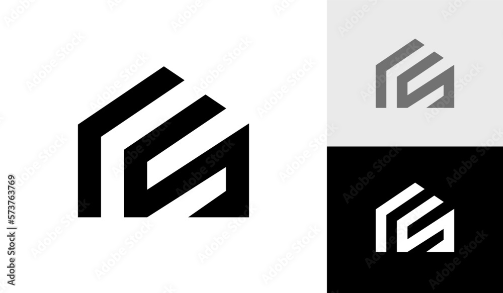 Letter RS initial monogram with house shape logo design vector Letter RS initial monogram with house shape logo design vector