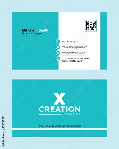 Double-sided creative business card template. Creative modern name card and business card.Business Card Layout with Gray Stripes.