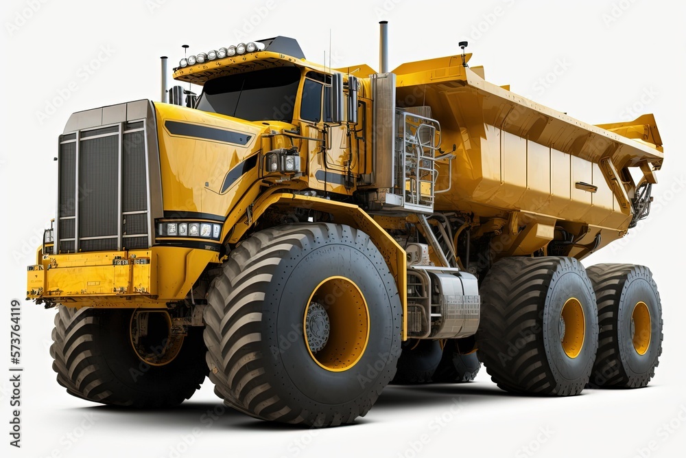 Huge, yellow mining truck. Generative AI