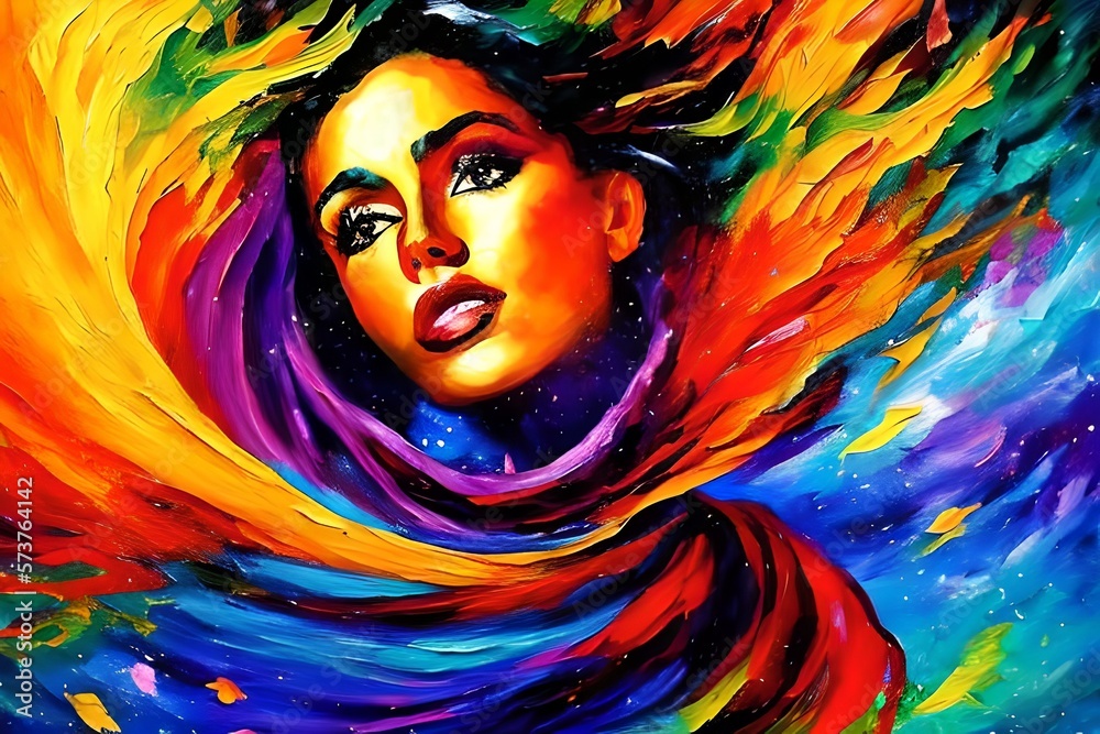 oil painting of a women in scarves