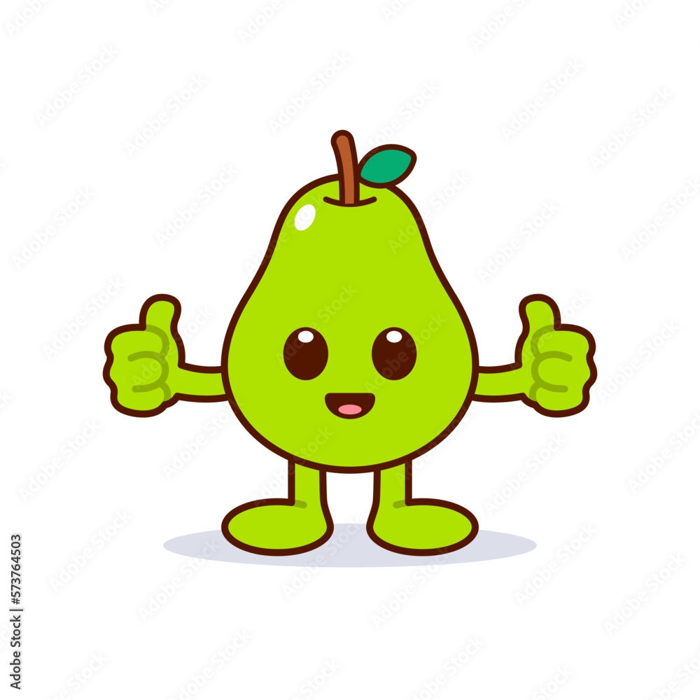 Cute Pear Character Giving Thumbs Up