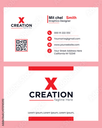 Double-sided creative business card template. Creative modern name card and business card.Business Card Layout with Gray Stripes.