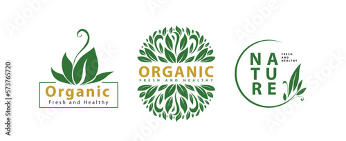 Organic product labels and badges set