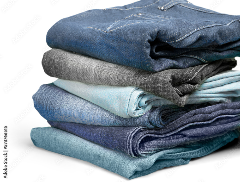 Stack of blue textile jeans Stack of blue textile jeans