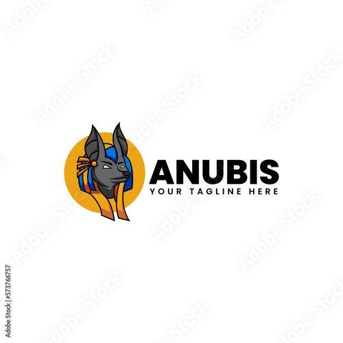 Vector Logo Illustration Anubis Simple Mascot Style.