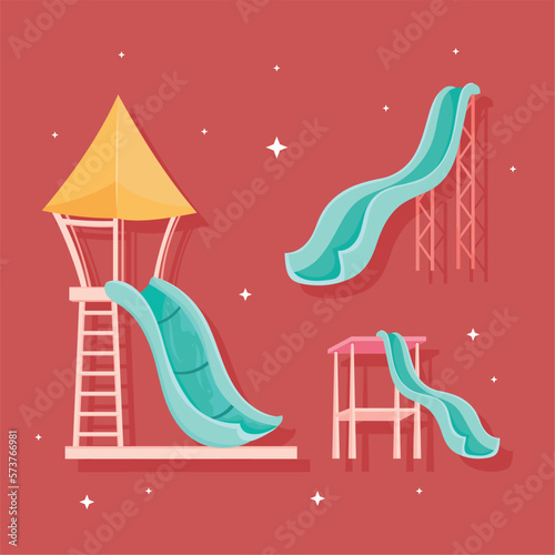 three waterpark slides