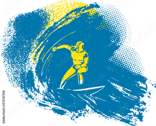 vector sketch surfing on the waves