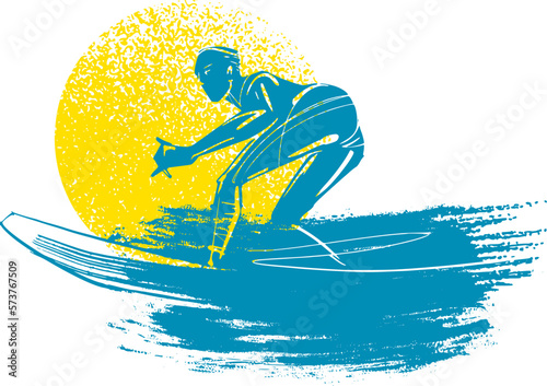 vector sketch  surfing on the waves