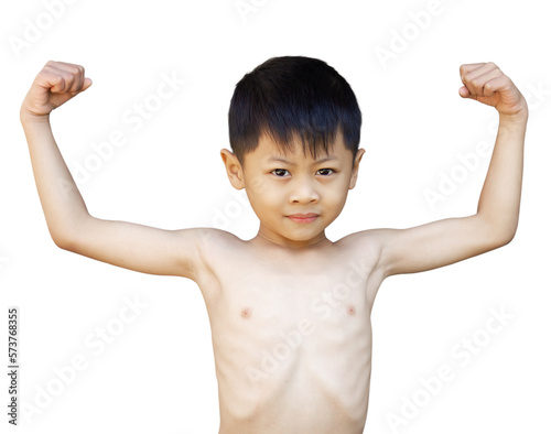 asia skinny boy show muscle