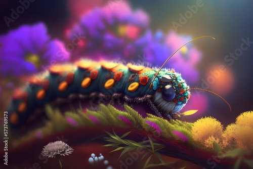 caterpillar created using AI Generative Technology photo