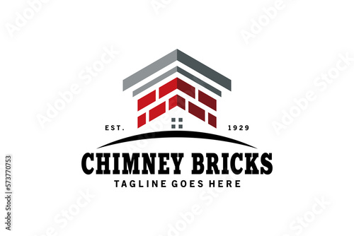 Creative vintage vector brick chimney logo design