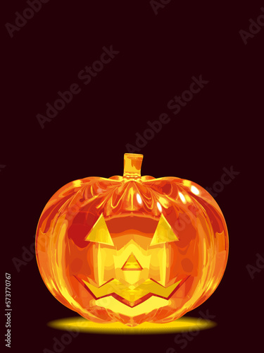 リアルなガラスのジャック・オー・ランタン　ハロウィン　ベクターイラストレーション