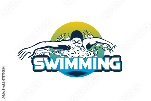 freestyle swimming person vector illustration for swimming sport athlete logo design
