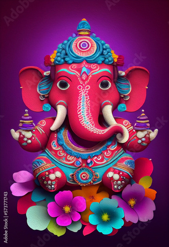 Ganesha illustration, Ganesh Chaturthi, Ganesh, Ganesha, Lord Ganesh, Lord Ganesha. Generative AI.