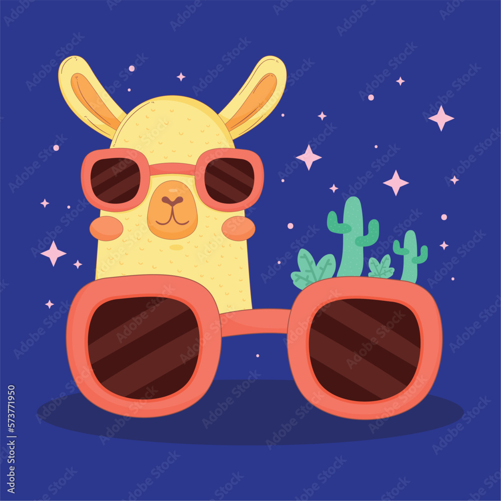 Fototapeta premium llama with summer sunglasses