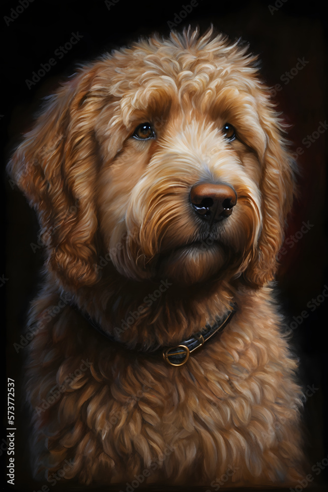 portrait of a golden doodle, generative AI portrait of a golden doodle, generative AI