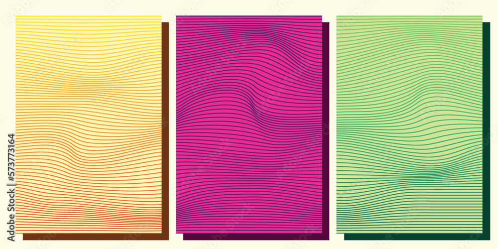 Colorful wavy lines background template set copy space for poster, landing page, or presentation