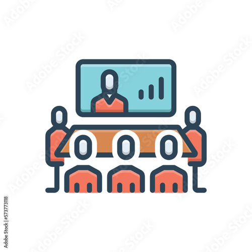 Color illustration icon for meeting