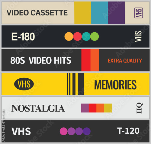 set of 6 vhs cassette covers back sides retro 90s nostalgia memories