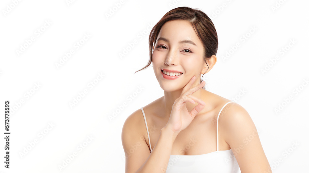 Beautiful young asian woman with clean fresh skin on white background, Face care, Facial treatment, Cosmetology, beauty and spa, Asian women portrait. Beautiful young asian woman with clean fresh skin on white background, Face care, Facial treatment, Cosmetology, beauty and spa, Asian women portrait.