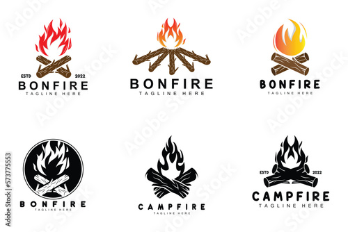 Campfire Logo Design  Camping Vector  Wood Fire And Forest Design