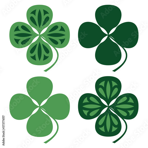 Shamrock clover vector, set of four clover