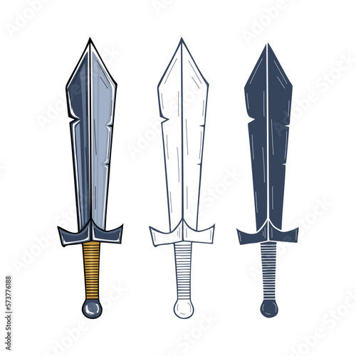 Сartoon style sword isolated sign, symbol
