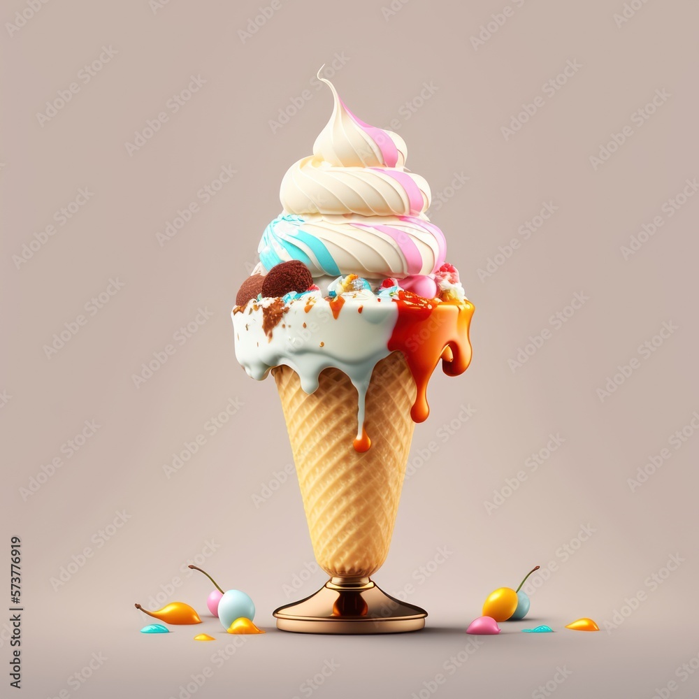 sundae ice cream cup and wafer Schokoladeneisbecher mit Waffeln und ...