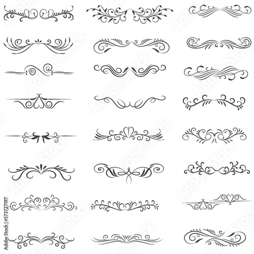 Ornamental Rule Lines in Different Design, Decorative dividers, Swirl elements, Vector graphic elements for design vector elements