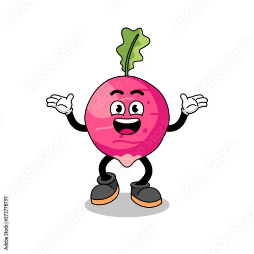 radish cartoon searching with happy gesture