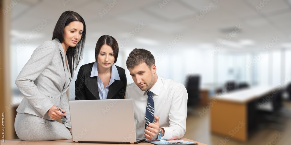 Team of various business people meeting in office.