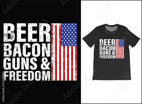 Beer Bacon Guns And Freedom USA Flag T-Shirt. Funny 4th Of July Flag Gift, USA Flag T-Shirt, Gift For American, America Shirt, Freedom TShirt, Independence Day Shirt,4th July Party Shirt