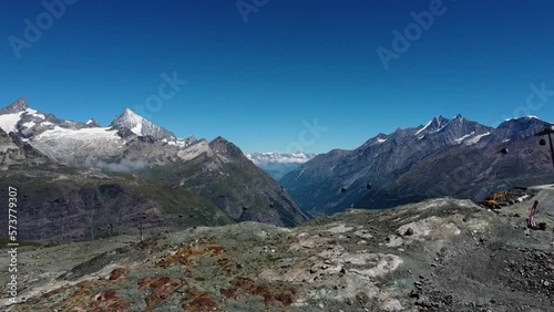 Matterhorn peak and mountains ranges, descend down view photo