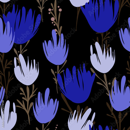 Seamless Flower Foliage Print Pattern for Textile or Wallpaper