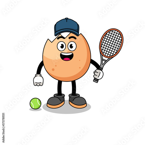 cracked egg illustration as a tennis player