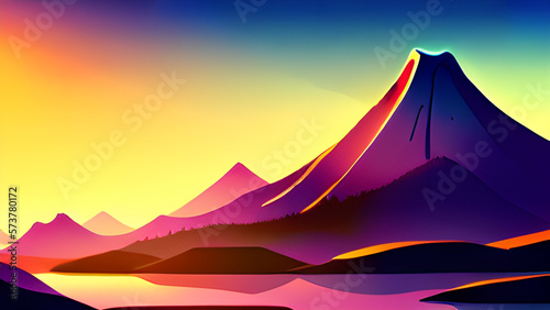  beautiful landscape with mountains and a sunset  generative ai