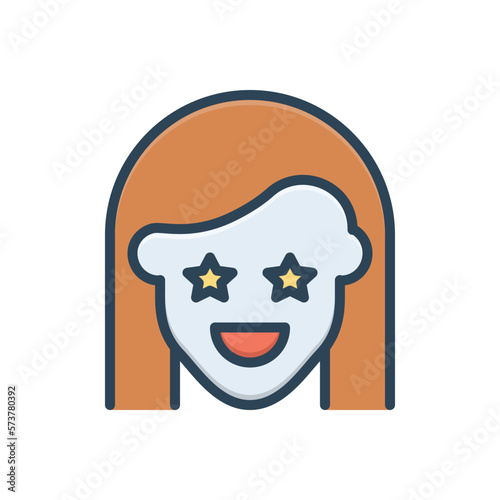 Color illustration icon for excited