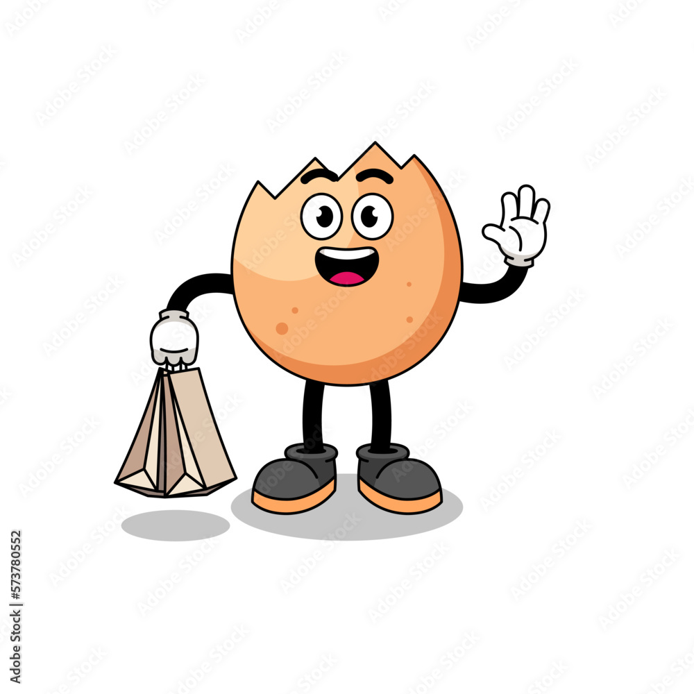 Cartoon of cracked egg shopping Cartoon of cracked egg shopping