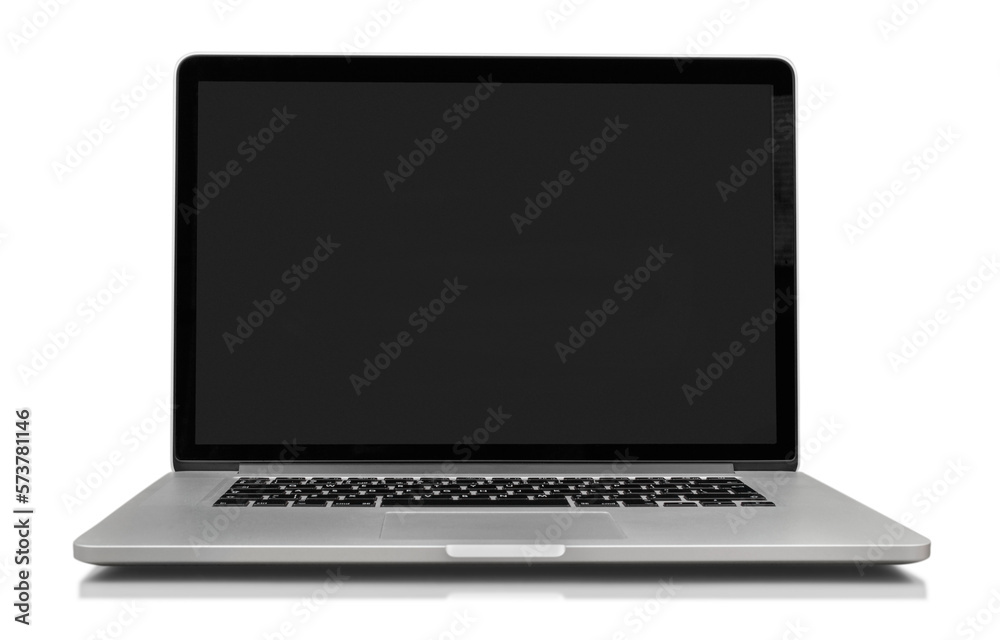 Open laptop with a black screen