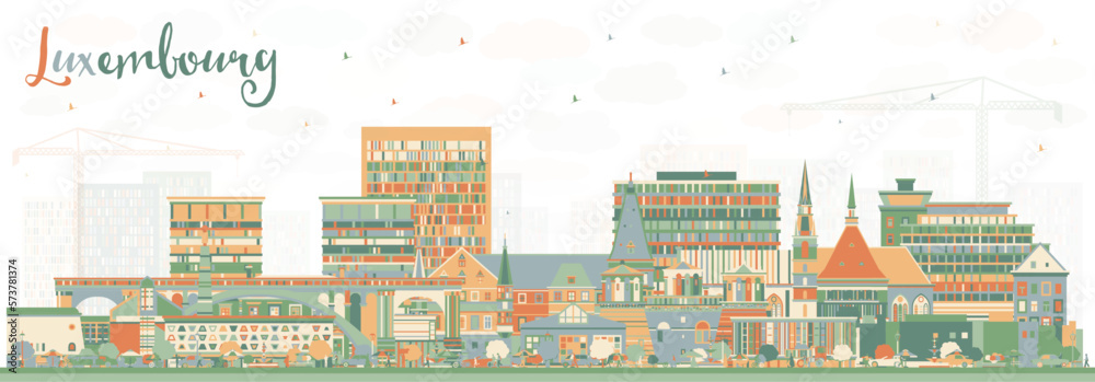 Luxembourg City Skyline with Color Buildings. Vector Illustration. Luxembourg Cityscape with Landmarks.
