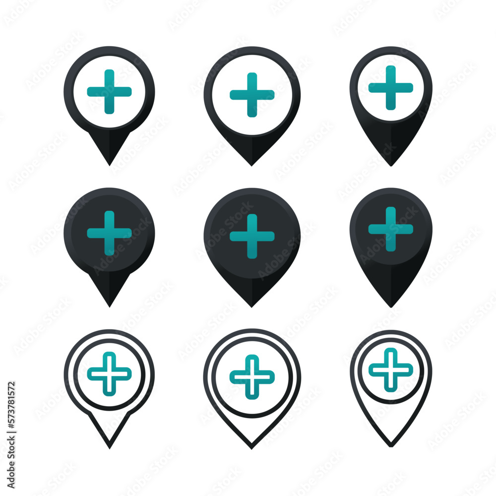 Pin point add icon. illustration vector Pin point add icon. illustration vector