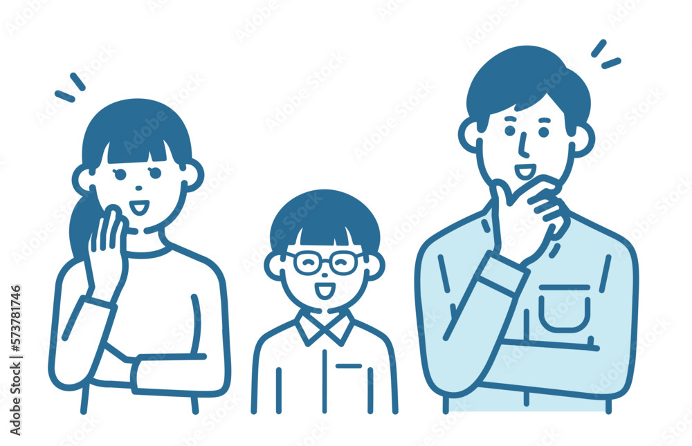 Parents and children who are happy to solve the problem Parents and children who are happy to solve the problem
