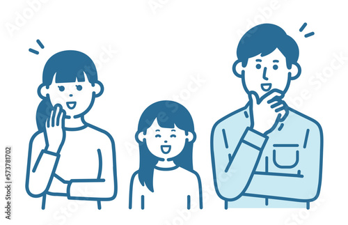 Parents and children who are happy to solve the problem