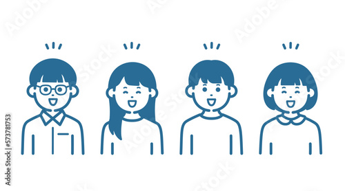 Four elementary school students laughing