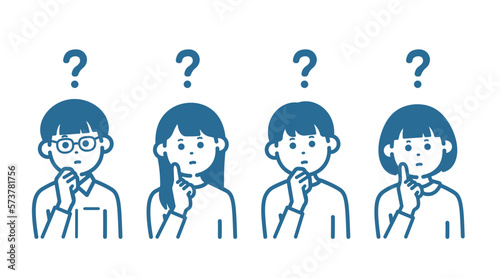 Elementary school student with a question mark