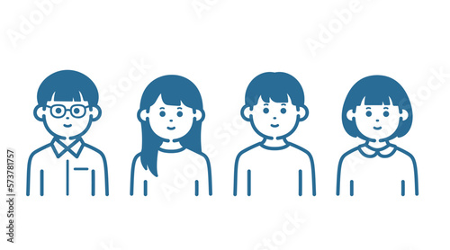 Simple illustration of four elementary school students