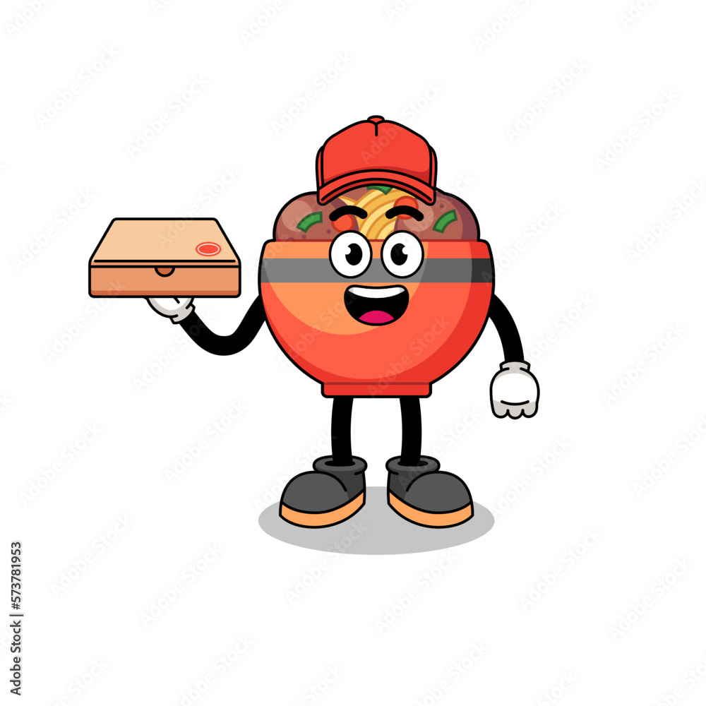 meatball bowl illustration as a pizza deliveryman meatball bowl illustration as a pizza deliveryman