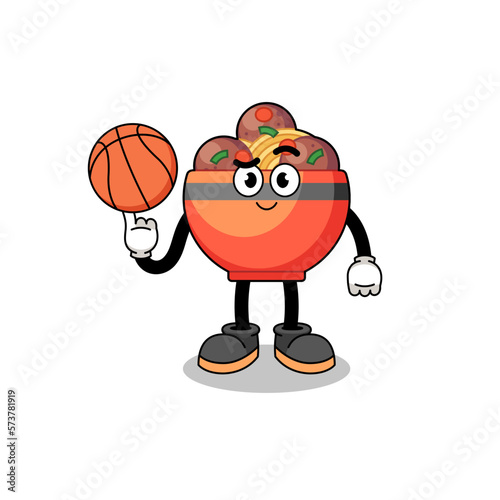meatball bowl illustration as a basketball player